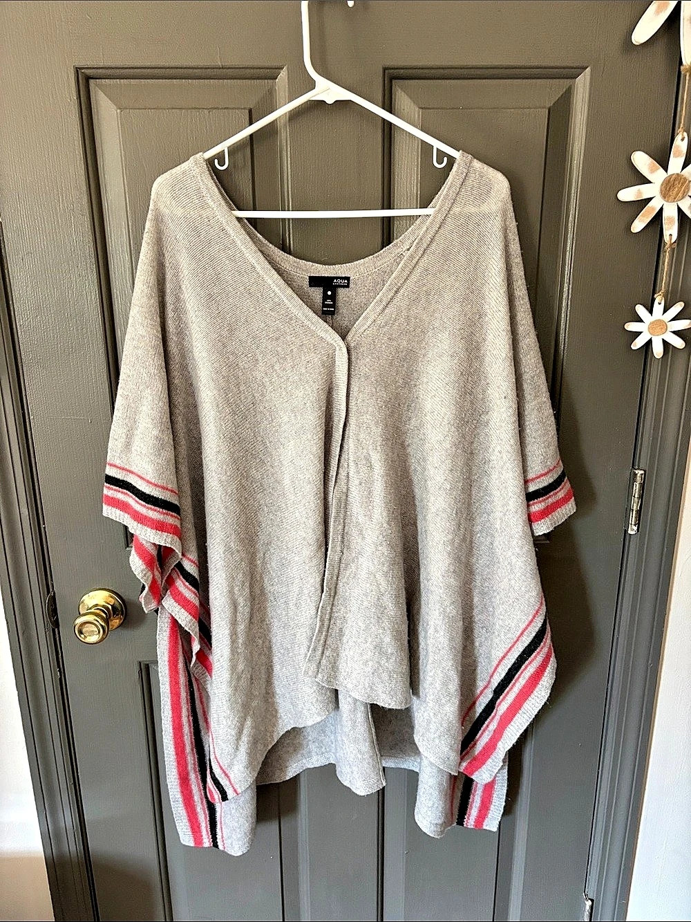 Aqua Cashmere Poncho Sweater